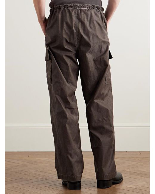 Our Legacy Gray Way Straight-Leg Shell Drawstring Cargo Trousers for men