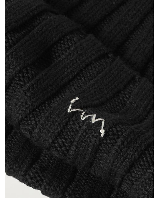 Visvim Black Logo-embroidered Ribbed Cotton Beanie for men