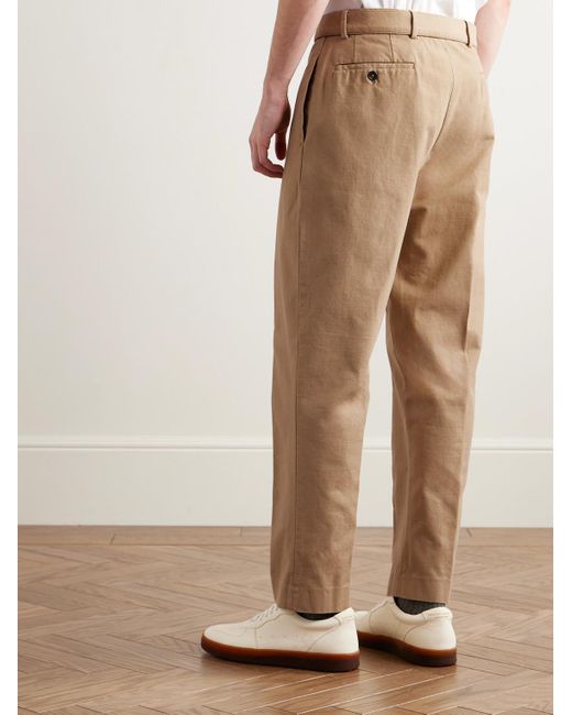Officine Generale Schmal zulaufende Hose aus Baumwoll-Twill mit Gürtel in Stückfärbung in Natural für Herren
