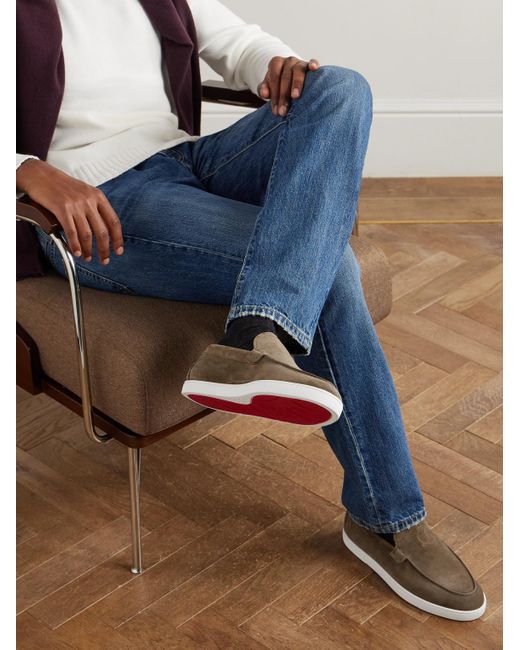 Christian Louboutin Gray Moonboat Suede Loafers for men