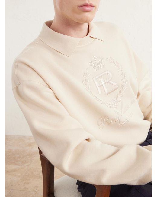 Ralph Lauren Natural Logo-embroidered Cotton-jersey Polo Sweatshirt for men
