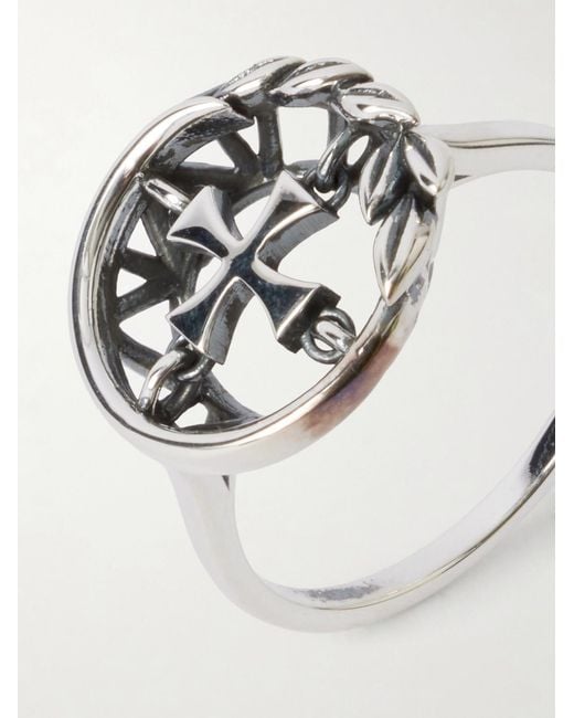 Enfants Riches Deprimes Metallic Wreath Cross Sterling Silver Ring for men