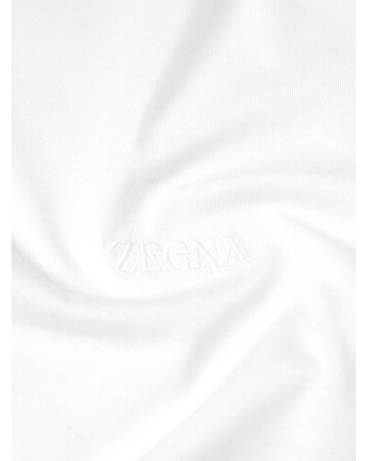 Zegna White Slim-fit Logo-embroidered Cotton-jersey T-shirt for men