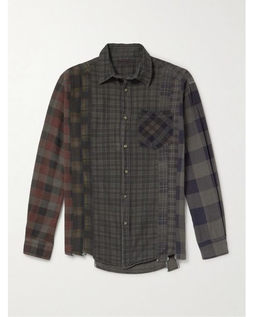 Needles Gray 7 Cuts Distressed Checked Cotton-flannel Shirt for men