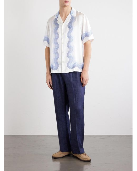 Frescobol Carioca Blue Roberto Silk Shirt for men