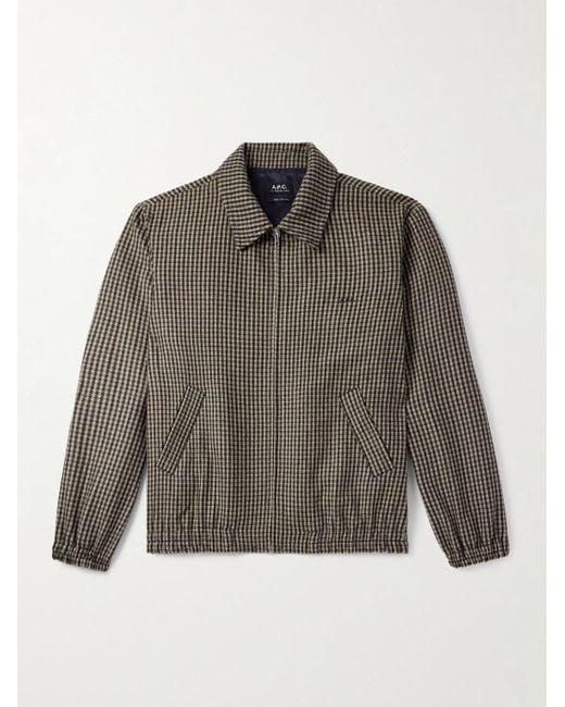 A.P.C. Brown Gilbert Checked Brushed Wool-blend Blouson Jacket for men