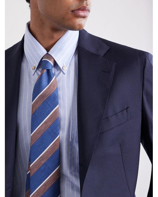 De Petrillo Blue Virgin-wool Blend Suit Jacket for men