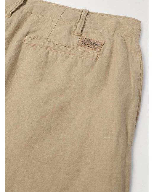 Shorts a gamba dritta in misto lino e cotone di Polo Ralph Lauren in Natural da Uomo