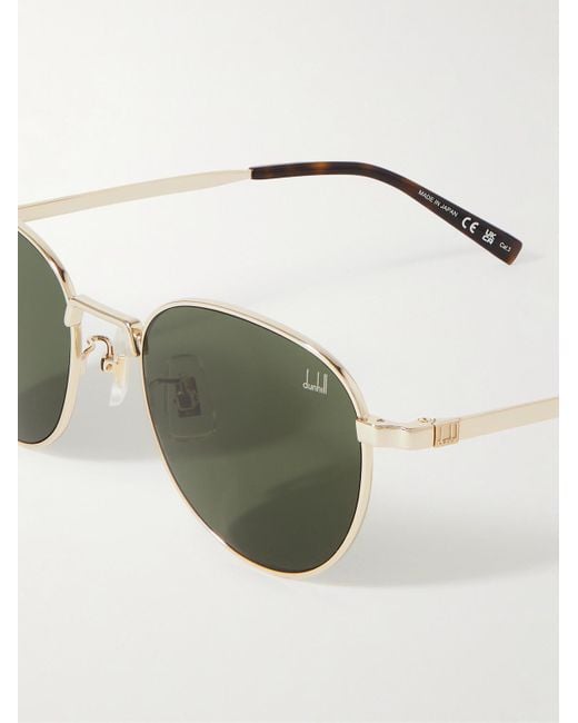 Dunhill Green Round-frame Gold-tone And Tortoiseshell Acetate Sunglasses for men
