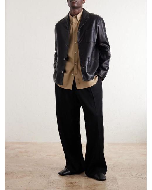 Loewe Black Workwear Leather Jacket for men