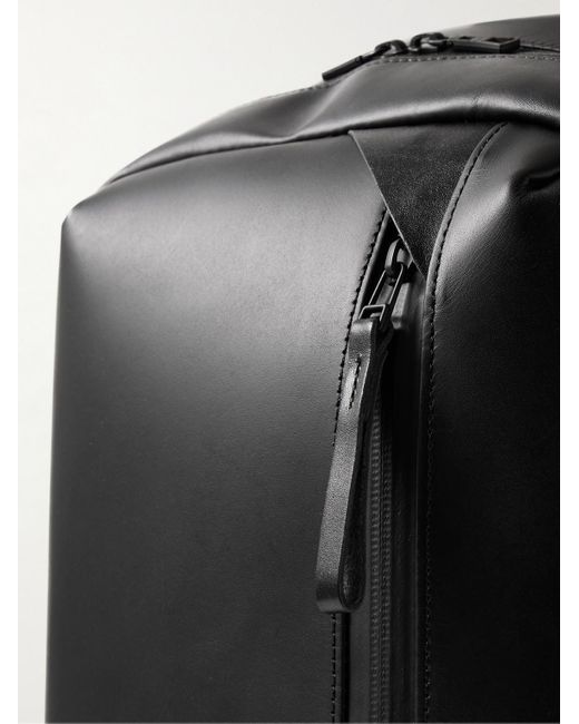 Master Piece Black Slick Logo-Appliquéd Leather And Cordura Ballistic Nylon Backpack for men