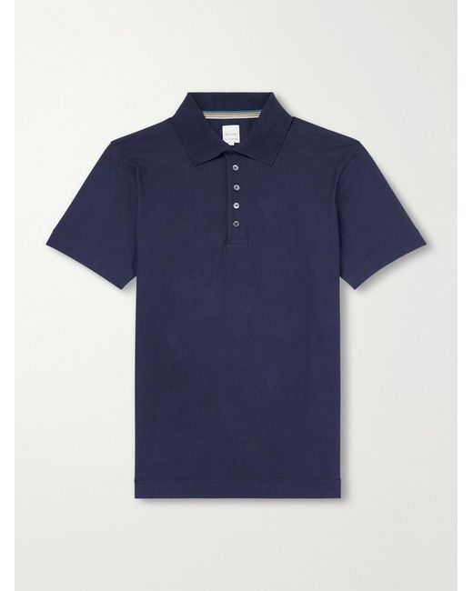 Paul Smith Blue Striped Cotton-Jersey Polo Shirt for men