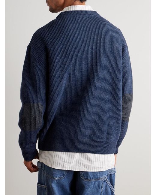 FRIZMWORKS Blue Patch Wool-Blend Sweater for men