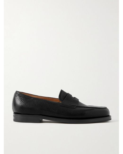 John Lobb Black Lopez Full-Grain Leather Penny Loafers for men