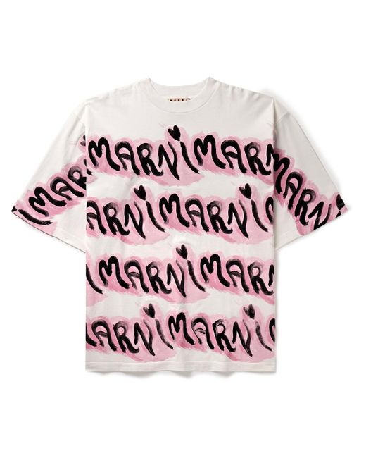 Marni Pink Oversized Logo-print Cotton-jersey T-shirt for men