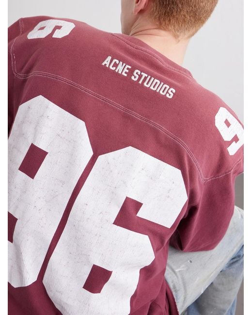 Acne Pink Exfold Printed Cotton-Jersey T-Shirt for men