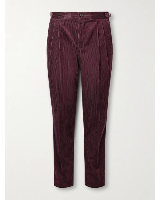 Mr P. Purple Slim-Fit Straight-Leg Cotton And Cashmere-Blend Corduroy Tuxedo Trousers for men