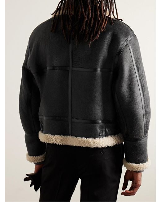 Saint Laurent Black Reversible Leather-trimmed Shearling Flight Jacket for men