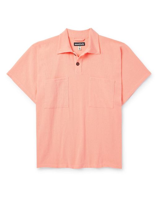 Monitaly Pink Cotton Polo Shirt for men