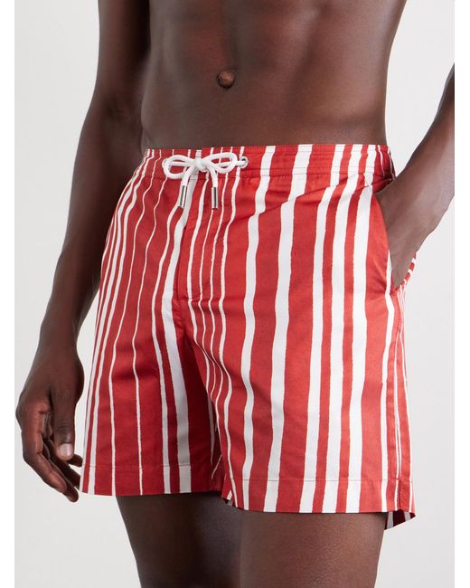 Orlebar Brown Red Bulldog Straight-Leg Striped Swim Shorts for men