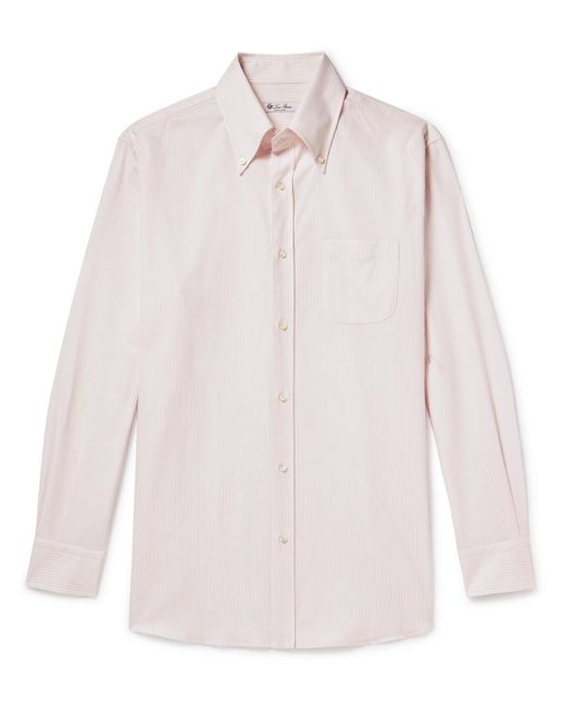 Loro Piana Pink Button-down Collar Striped Cotton Oxford Shirt for men