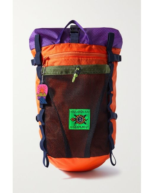 Brain Dead Red Equipment Climbing Mesh-trimmed Colour-block Ripstop Backpack for men