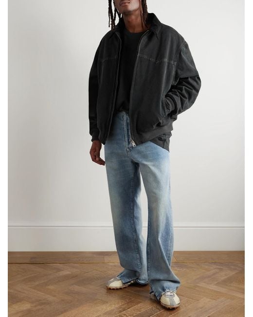 Maison Margiela Wattierte Jacke aus Baumwoll-Canvas mit Samtbesatz in Black für Herren