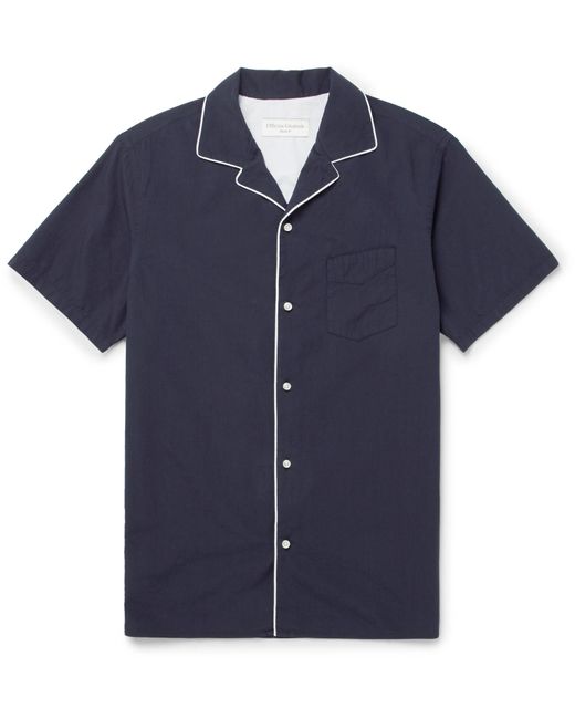 Officine Generale Blue Dario Japanese Cotton-voile Contrast-piped Shirt for men