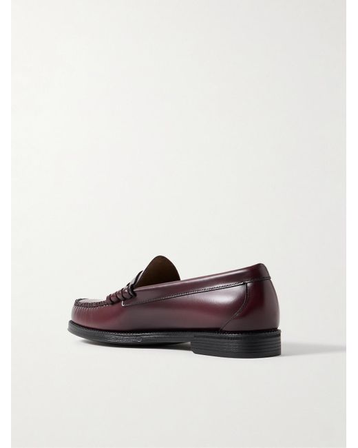 G.H.BASS Brown Easy Weejuns Larson Glossed-Leather Penny Loafers for men