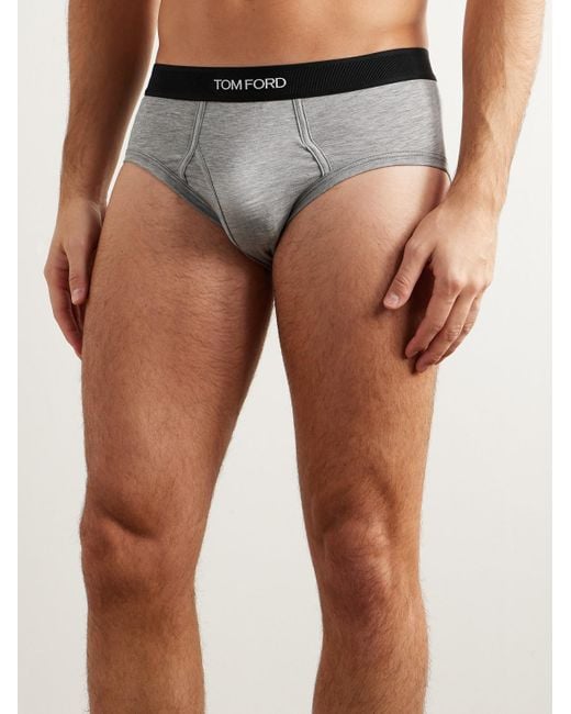 Tom Ford Gray Two-pack Stretch-cotton And Modal-blend Briefs for men
