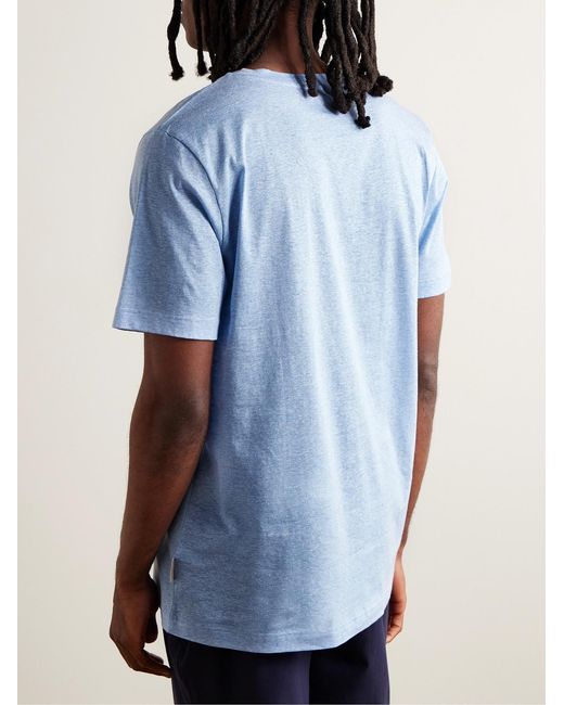 Zimmerli of Switzerland Blue Filo Di Scozia Cotton And Linen-Blend T-Shirt for men