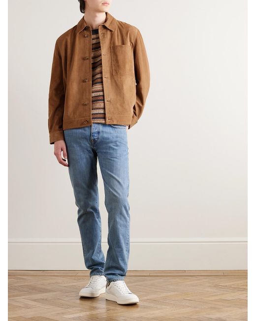 Baracuta Brown Perforated Suede Blouson Jacket for men