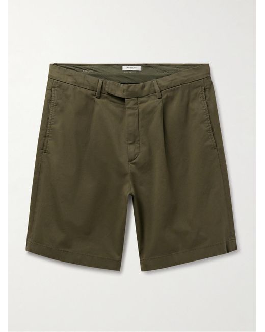 Boglioli Green Straight-leg Pleated Cotton-blend Twill Bermuda Shorts for men