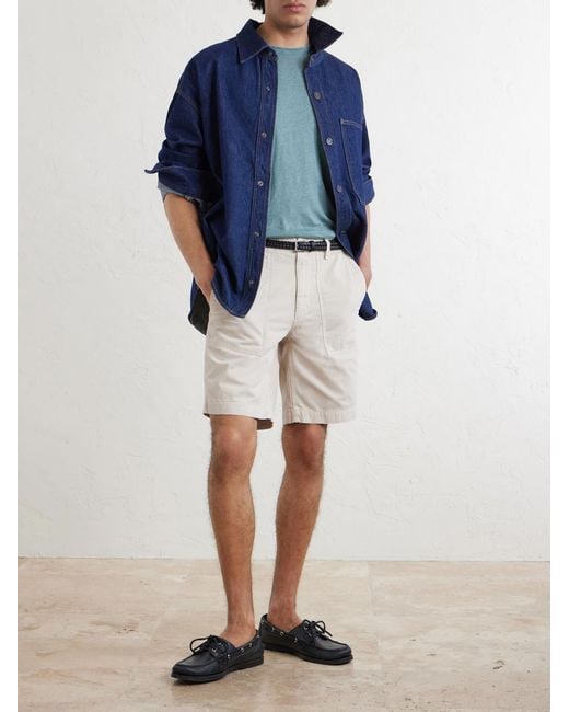 Hartford Natural Fatigue Straight-leg Herringbone Cotton Shorts for men