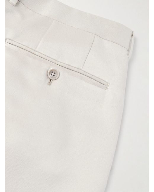 Tom Ford White Wide-Leg Pleated Cotton And Silk-Blend Satin Tuxedo Trousers for men