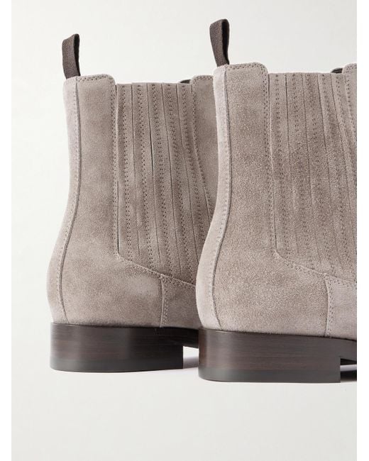 Brunello Cucinelli Brown Beatles Suede Chelsea Boots for men