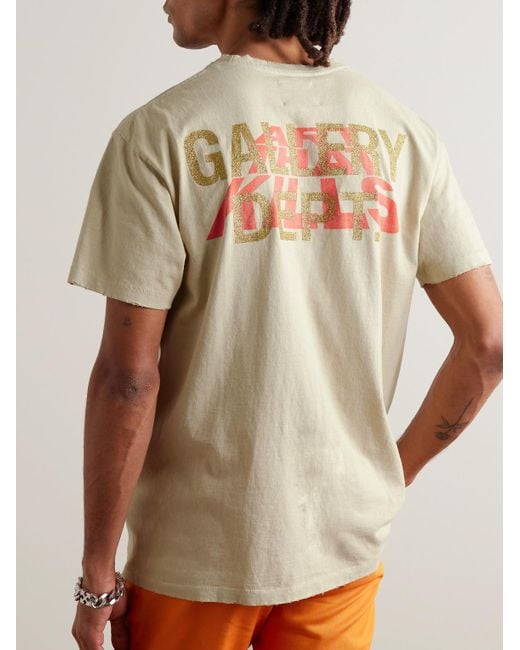 GALLERY DEPT. White Distressed Printed Cotton-jersey T-shirt for men