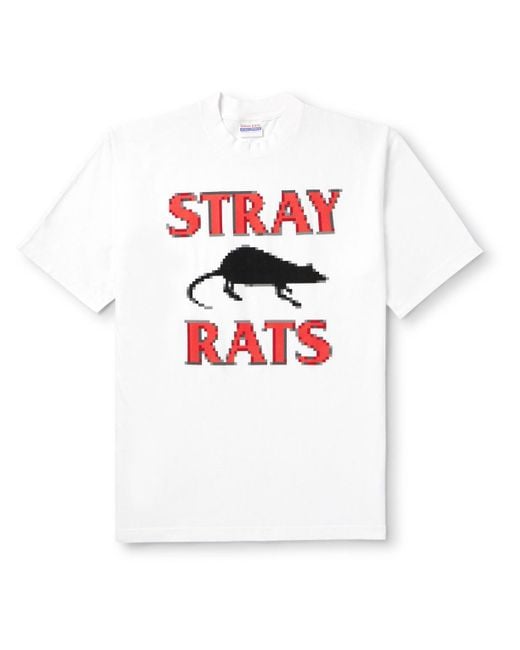 Stray Rats White Pixel Rodenticide Logo-print Cotton-jersey T-shirt for men