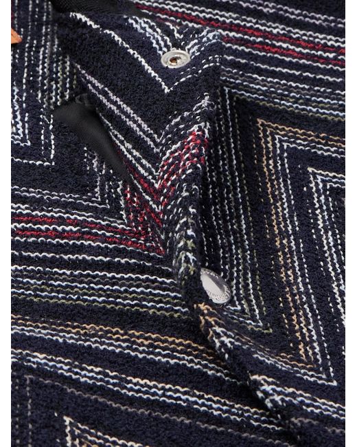 Missoni Blue Striped Cotton-blend Bouclé And Drill Bomber Jacket for men