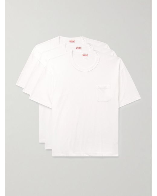 Visvim White Sublig Jumbo Three-pack Cotton-blend Jersey T-shirts for men
