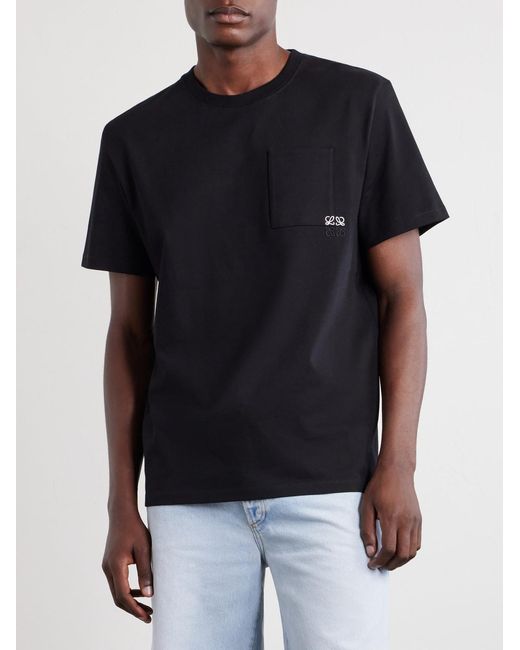 Loewe Black Anagram-Embroidered Cotton-Jersey T-Shirt for men