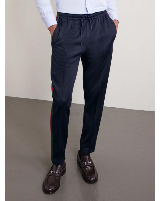 Gucci Blue Straight-Leg Striped Jersey Sweatpants for men