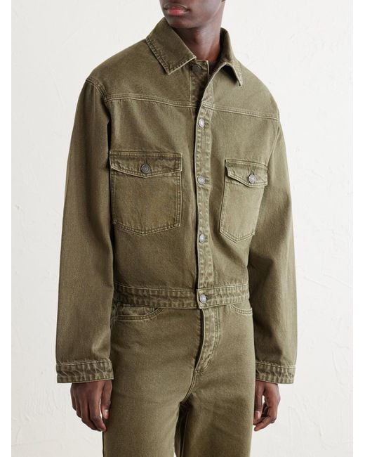 MANAAKI Green Pita Garment-Dyed Organic Denim Jacket for men