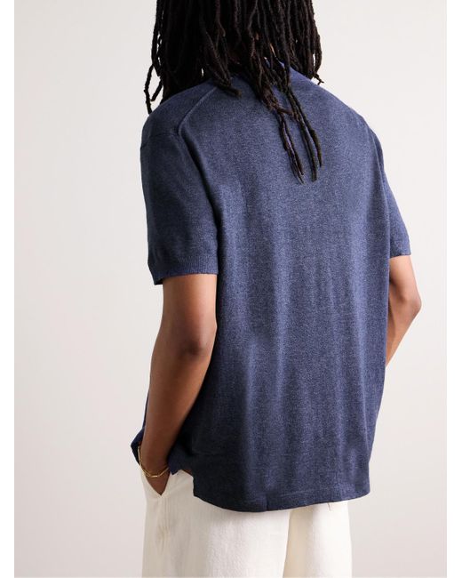 Alex Mill Blue Aldrich Camp-collar Cotton And Linen-blend Shirt for men