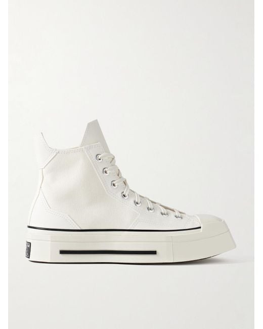 Sneakers alte platform in pelle e tela Chuck 70 De Luxe di Converse in White da Uomo