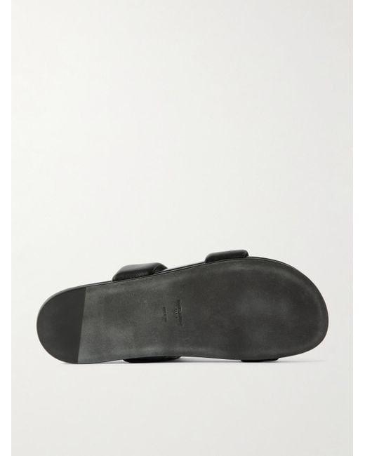 Saint Laurent Black Nichols Leather Slides for men