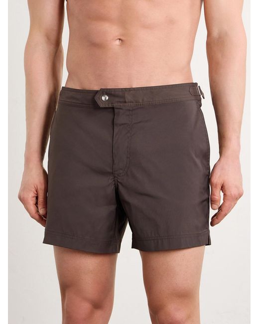 Tom Ford Gray Straight-Leg Mid-Length Swim Shorts for men