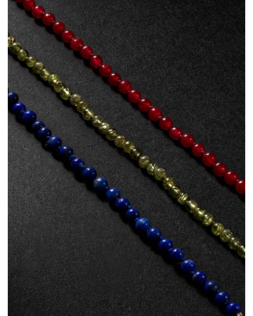 JIA JIA Black Birthstone 14-karat Gold Beaded Bracelet for men