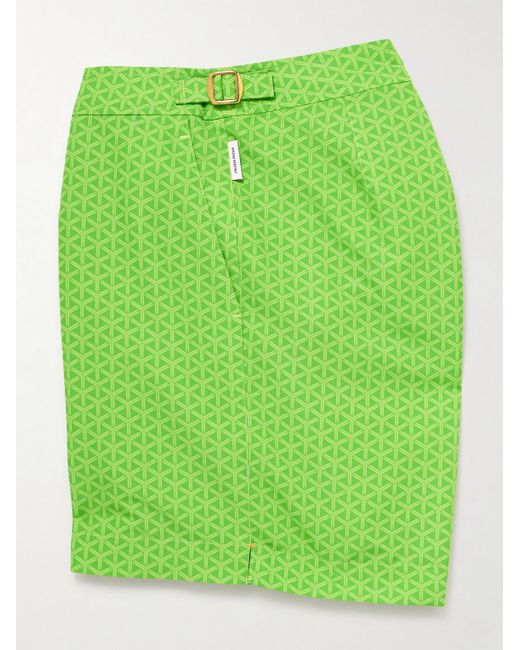 Orlebar Brown Green Lamborghini Bulldog Reticolo Straight-Leg Mid-Length Recycled Swim Shorts for men