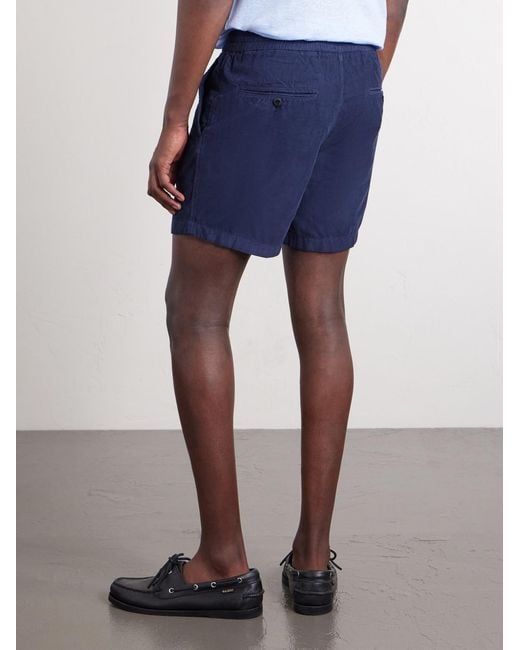 Slowear Blue Straight-Leg Cotton-Corduroy Drawstring Shorts for men
